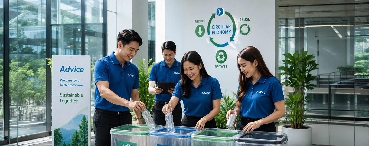 เจ้าหน้าที่ Advice ตรวจสอบมาตรฐานตามนโยบายสิ่งแวดล้อม ISO 14001